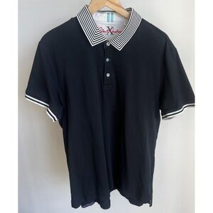 Robert Graham Mens Golf X‎ Polo Shirt Black Tailored Fit Sz 2XL Classic Preppy